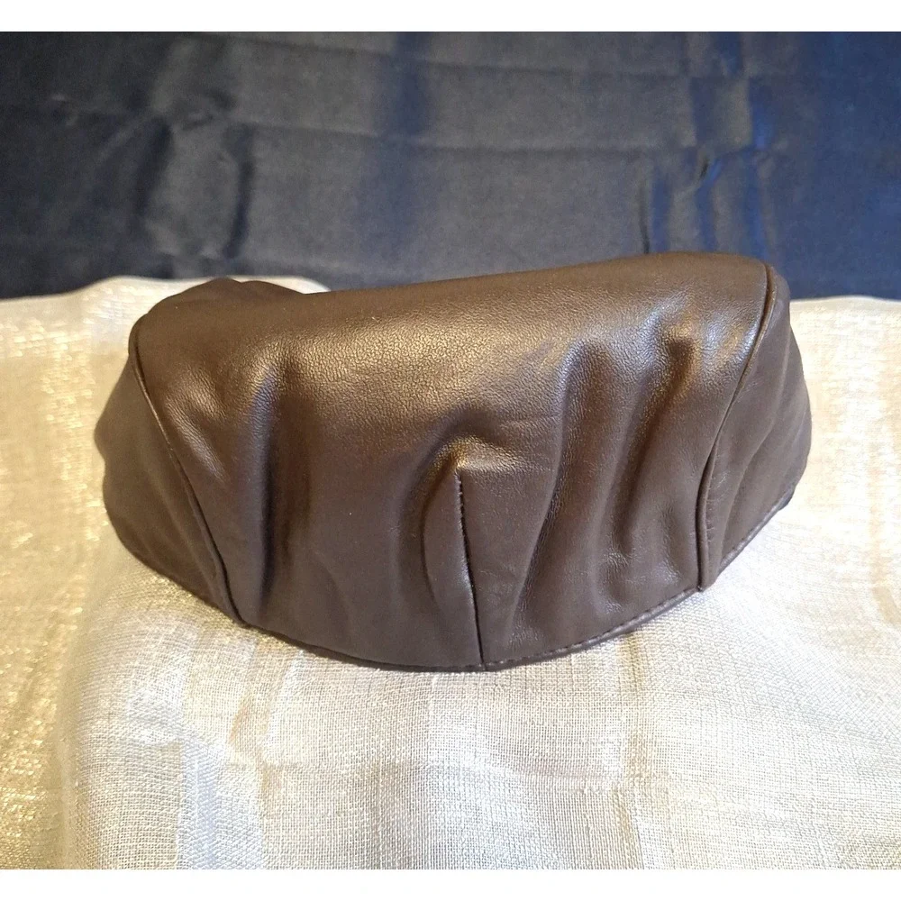 Vintage Newsboy Brown Leather Hat Cap Fitted L XL Peaky Flat Cap Cab Driver Mens